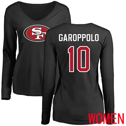 San Francisco 49ers Black Women Jimmy Garoppolo Name and Number Logo #10 Long->women nfl jersey->Women Jersey